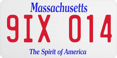 MA license plate 9IX014