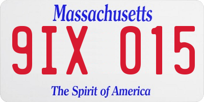 MA license plate 9IX015