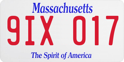 MA license plate 9IX017