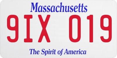 MA license plate 9IX019