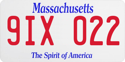 MA license plate 9IX022