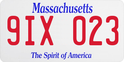 MA license plate 9IX023