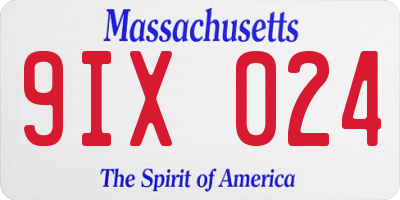 MA license plate 9IX024
