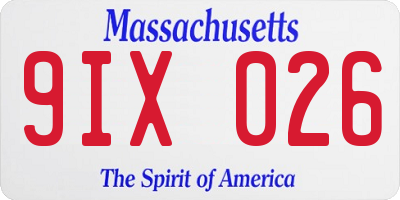 MA license plate 9IX026