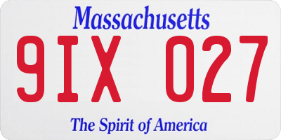 MA license plate 9IX027