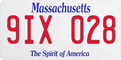 MA license plate 9IX028