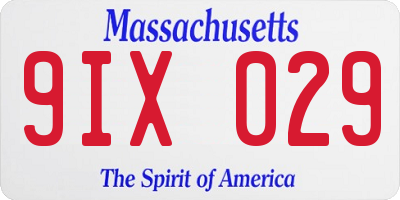 MA license plate 9IX029