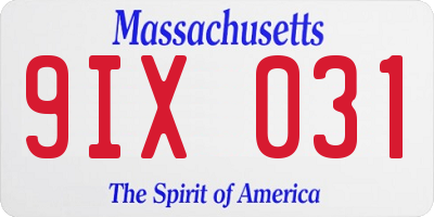 MA license plate 9IX031