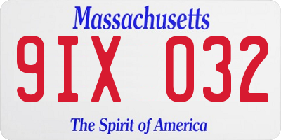 MA license plate 9IX032
