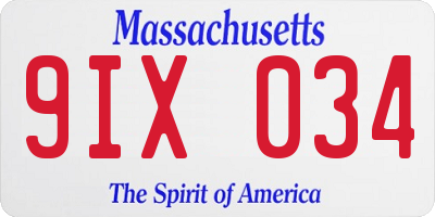 MA license plate 9IX034