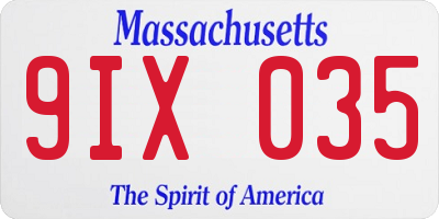 MA license plate 9IX035