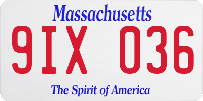 MA license plate 9IX036