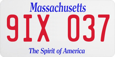 MA license plate 9IX037