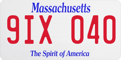 MA license plate 9IX040