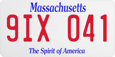 MA license plate 9IX041