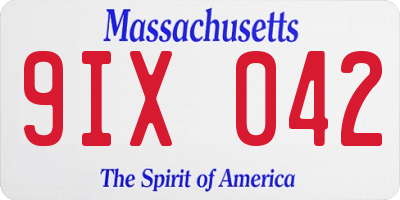 MA license plate 9IX042
