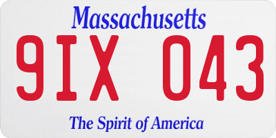 MA license plate 9IX043