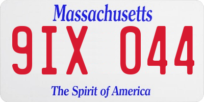 MA license plate 9IX044