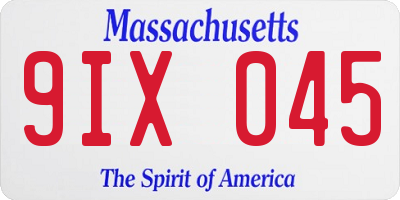 MA license plate 9IX045