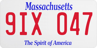 MA license plate 9IX047