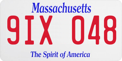 MA license plate 9IX048