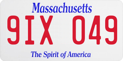MA license plate 9IX049