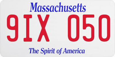 MA license plate 9IX050