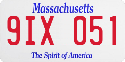 MA license plate 9IX051