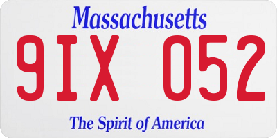 MA license plate 9IX052