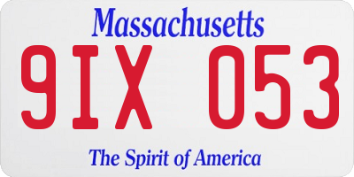 MA license plate 9IX053