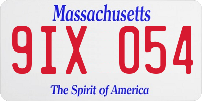 MA license plate 9IX054