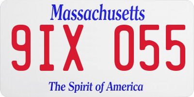 MA license plate 9IX055