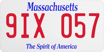 MA license plate 9IX057