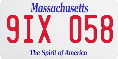 MA license plate 9IX058