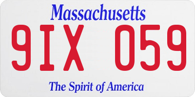 MA license plate 9IX059