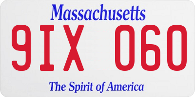 MA license plate 9IX060