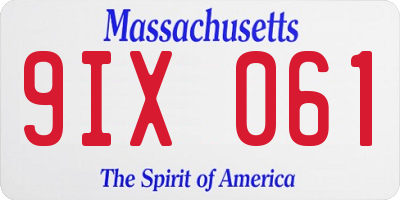 MA license plate 9IX061