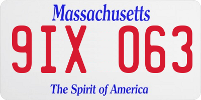 MA license plate 9IX063