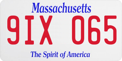 MA license plate 9IX065