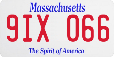 MA license plate 9IX066