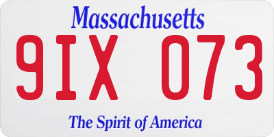 MA license plate 9IX073