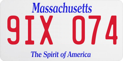 MA license plate 9IX074