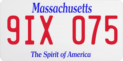 MA license plate 9IX075
