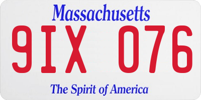 MA license plate 9IX076