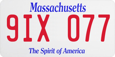 MA license plate 9IX077