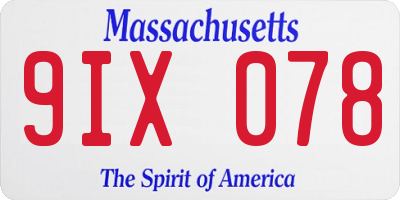 MA license plate 9IX078
