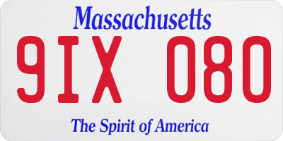 MA license plate 9IX080