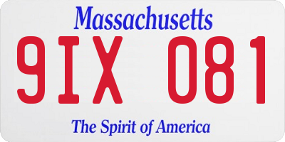 MA license plate 9IX081