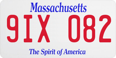 MA license plate 9IX082