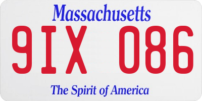 MA license plate 9IX086